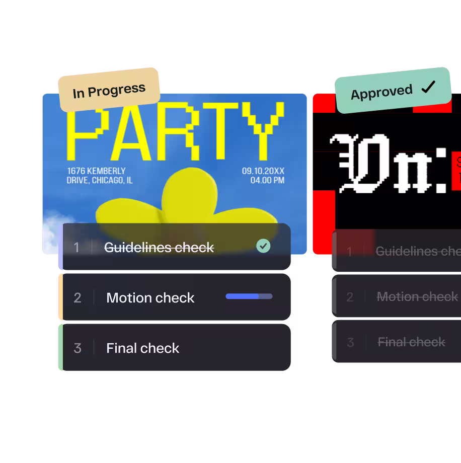 Creative approval workflow in StreamWork routing poster designs through multi-stage review
